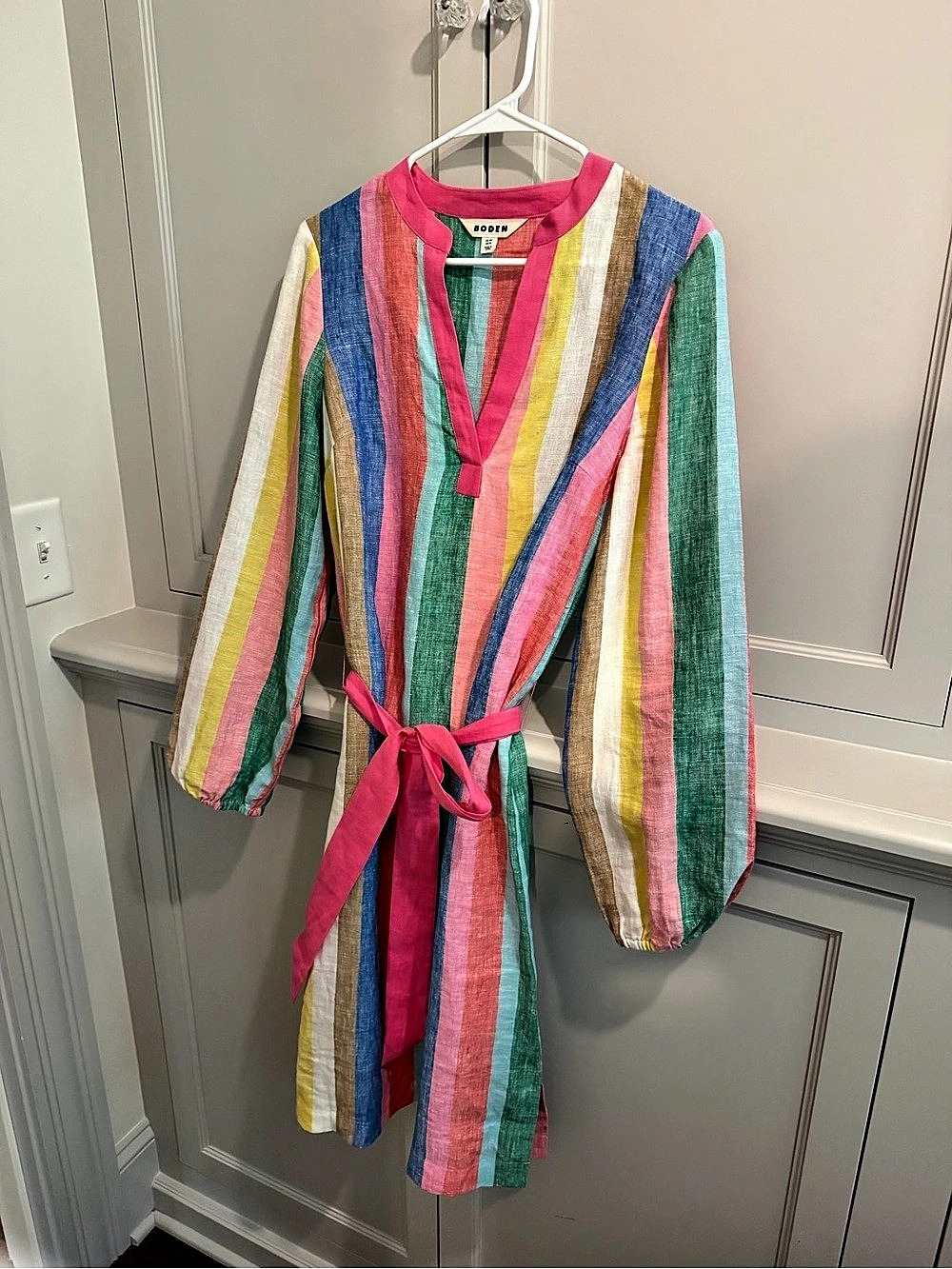 Boden Cleo Linen Tie Waist Dress